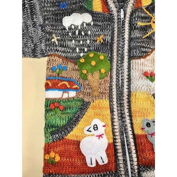 Sweater Peruvian Peru Hooded Child Boy Or Girl Zipper size 6 - Picture 5 of 16